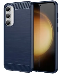 Samsung Galaxy S23 FE Hoesje Geborsteld TPU Flexibele Back Cover Blauw