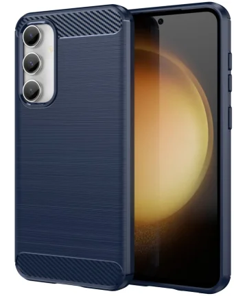 Samsung Galaxy S23 FE Hoesje Geborsteld TPU Flexibele Back Cover Blauw Hoesjes