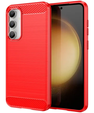 Samsung Galaxy S23 FE Hoesje Geborsteld TPU Flexibele Back Cover Rood Hoesjes