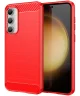 Samsung Galaxy S23 FE Hoesje Geborsteld TPU Flexibele Back Cover Rood