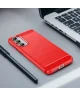 Samsung Galaxy S23 FE Hoesje Geborsteld TPU Flexibele Back Cover Rood