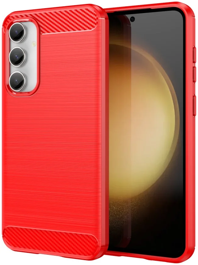 Samsung Galaxy S23 FE Hoesje Geborsteld TPU Flexibele Back Cover Rood afbeelding 1