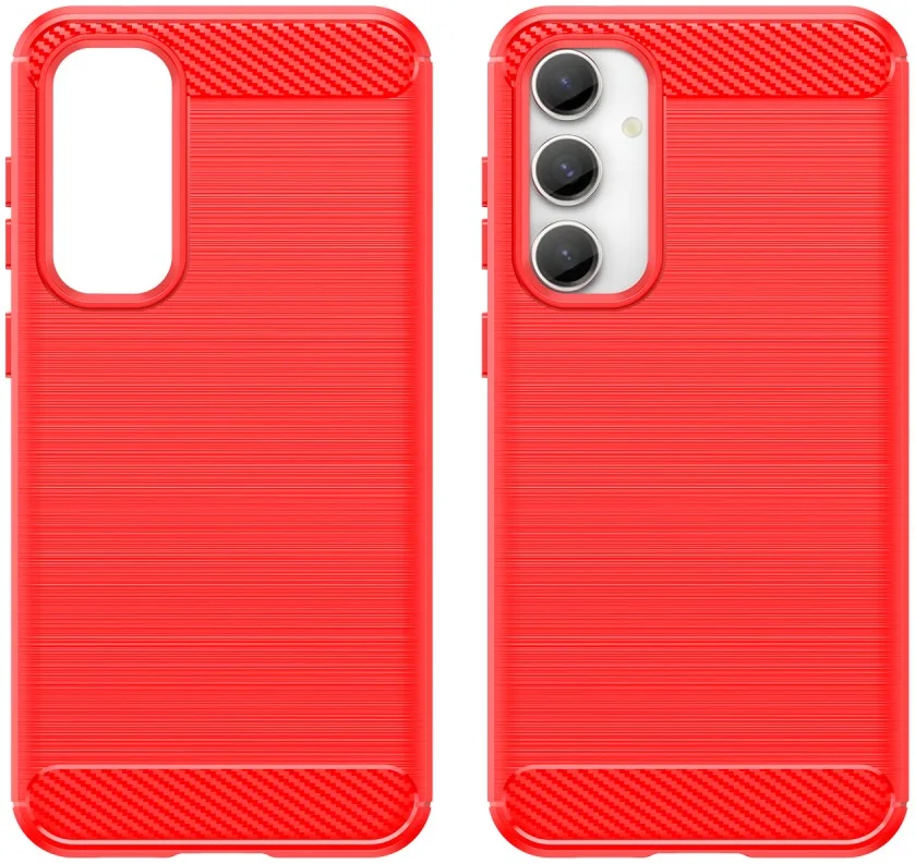 Samsung Galaxy S23 FE Hoesje Geborsteld TPU Flexibele Back Cover Rood afbeelding 2