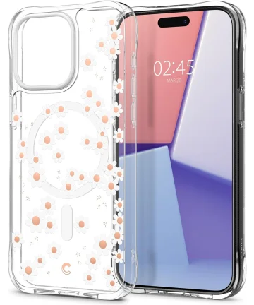 Spigen Cyrill Mag Apple iPhone 15 Pro Cecile White Daisy Hoesjes