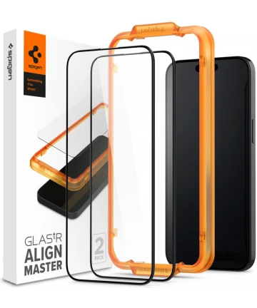 Spigen AlignMaster Apple iPhone 15 Plus Tempered Glass (2-Pack) Screen Protectors
