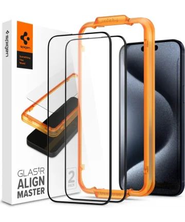 Spigen AlignMaster Apple iPhone 15 Pro Tempered Glass (2-Pack) Screen Protectors