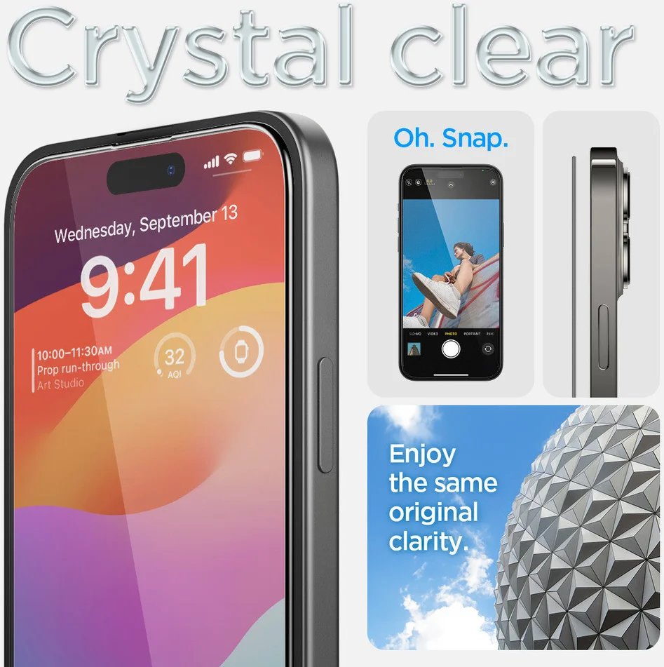 Spigen EZ Fit GLAS.tR Apple iPhone 15 Screen Protector Zwart (2-Pack) afbeelding 7