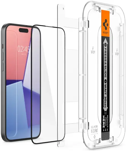 Spigen EZ Fit GLAS.tR Apple iPhone 15 Screen Protector Zwart (2-Pack) afbeelding 9