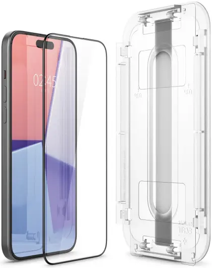 Spigen EZ Fit GLAS.tR Apple iPhone 15 Screen Protector Zwart (2-Pack) afbeelding 10