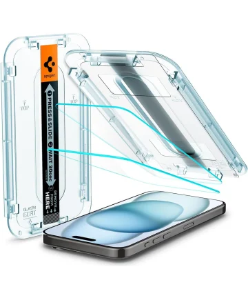Spigen EZ Fit GLAS.tR Apple iPhone 15 Screen Protector Clear (2-Pack) Screen Protectors