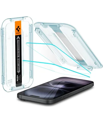 Spigen EZ Fit GLAS.tR Apple iPhone 16 / 15 Screen Protector Clear (2-Pack) Screen Protectors