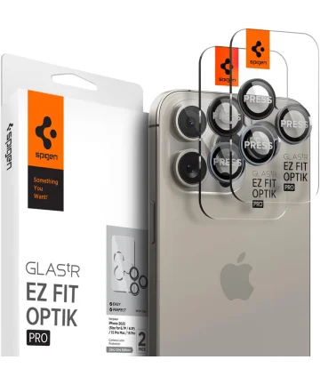 Spigen Optik iPhone 15 Pro/15 Pro Max Camera Protector Grijs (2-Pack) Screen Protectors