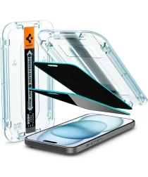 Spigen EZ Fit Glas.tR Apple iPhone 15 Privacy Glass (2-Pack)