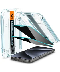 Spigen EZ Fit Glas.tR Apple iPhone 15 Pro Privacy Glass (2-Pack)