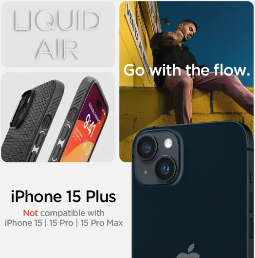 Spigen Liquid Air Apple iPhone 15 Plus Hoesje Back Cover Matte Zwart afbeelding 5