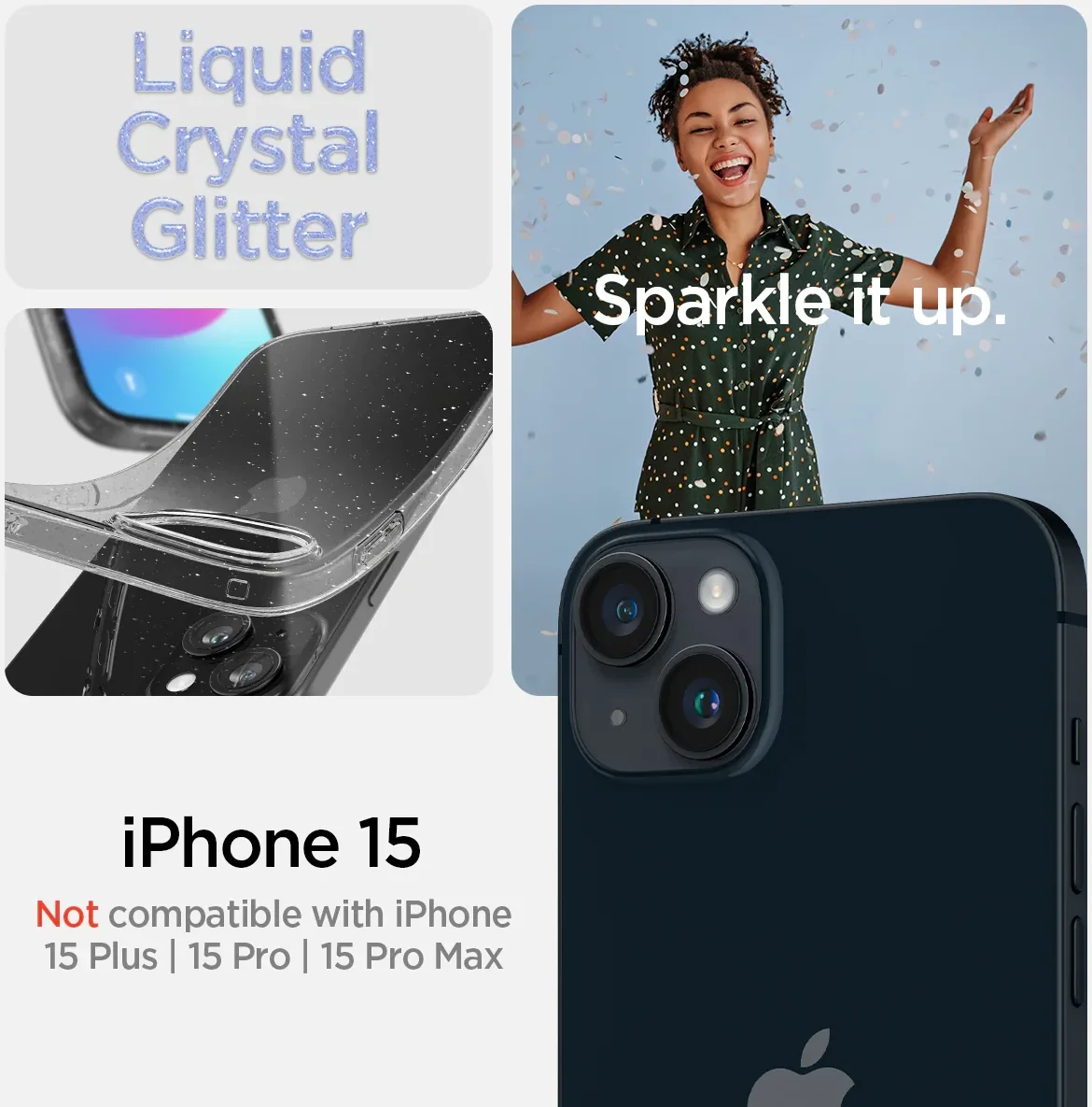 Spigen Liquid Crystal Apple iPhone 15 Hoesje Glitter Quartz afbeelding 11