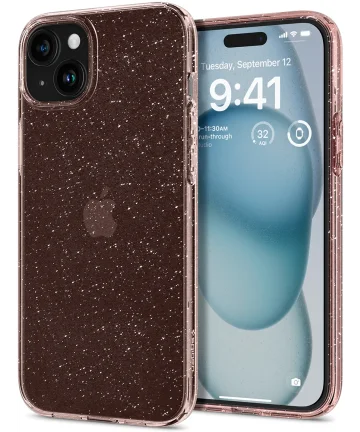 Spigen Liquid Crystal Apple iPhone 15 Hoesje Glitter Roze Quartz Hoesjes