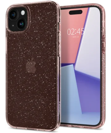 Spigen Liquid Crystal Apple iPhone 15 Plus Hoesje Glitter Roze Quartz Hoesjes