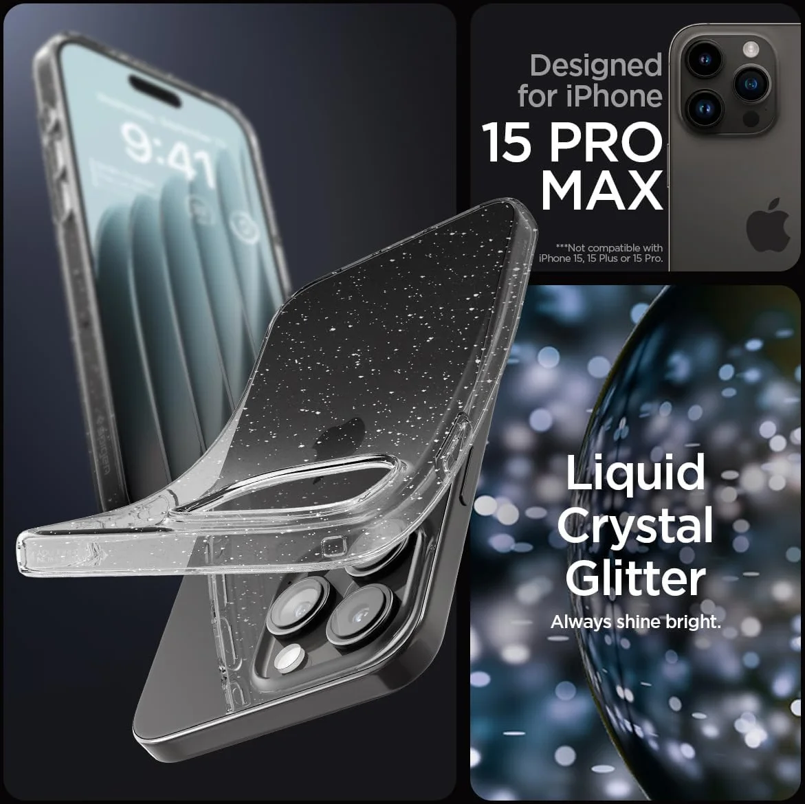 Spigen Liquid Crystal iPhone 15 Pro Max Hoesje Glitter Quartz afbeelding 2
