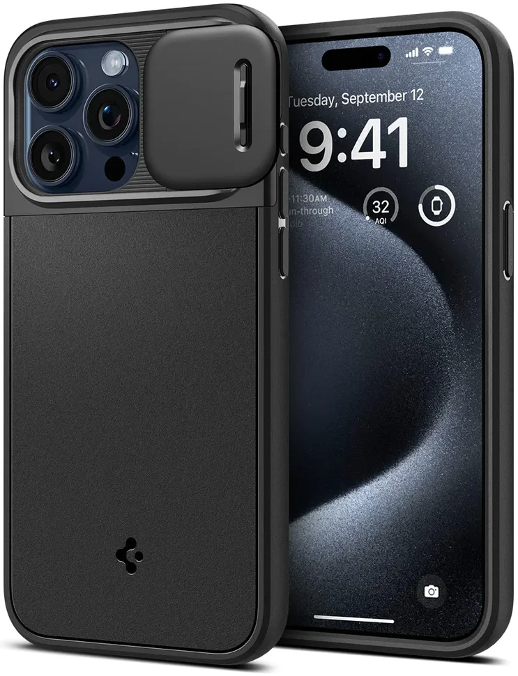 Spigen Optik Armor Apple iPhone 15 Pro Hoesje Camera Slider Zwart afbeelding 1
