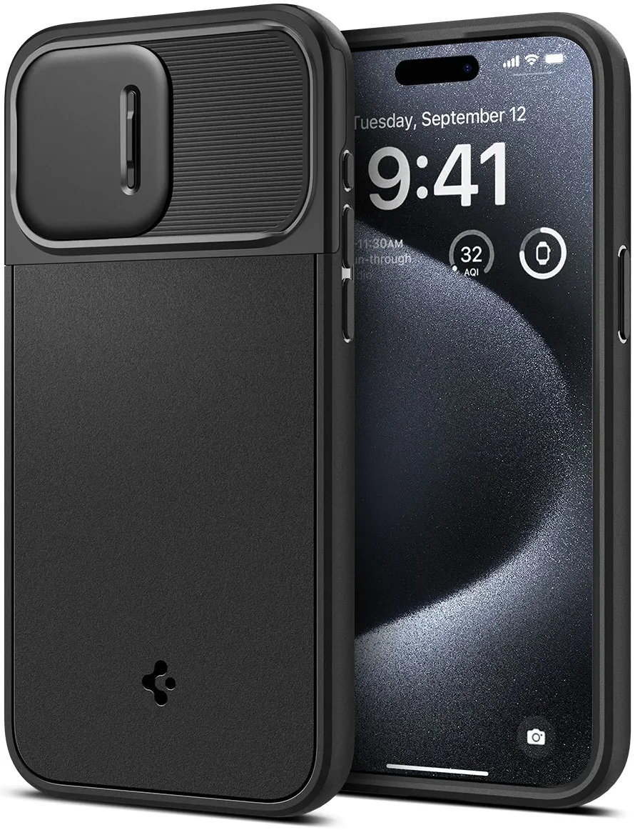 Spigen Optik Armor Apple iPhone 15 Pro Hoesje Camera Slider Zwart afbeelding 2