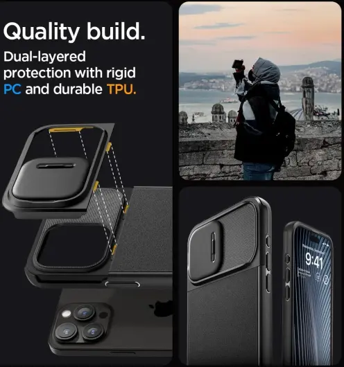 Spigen Optik Armor MagSafe iPhone 15 Pro Max Hoesje Camera Slider Zwart afbeelding 5