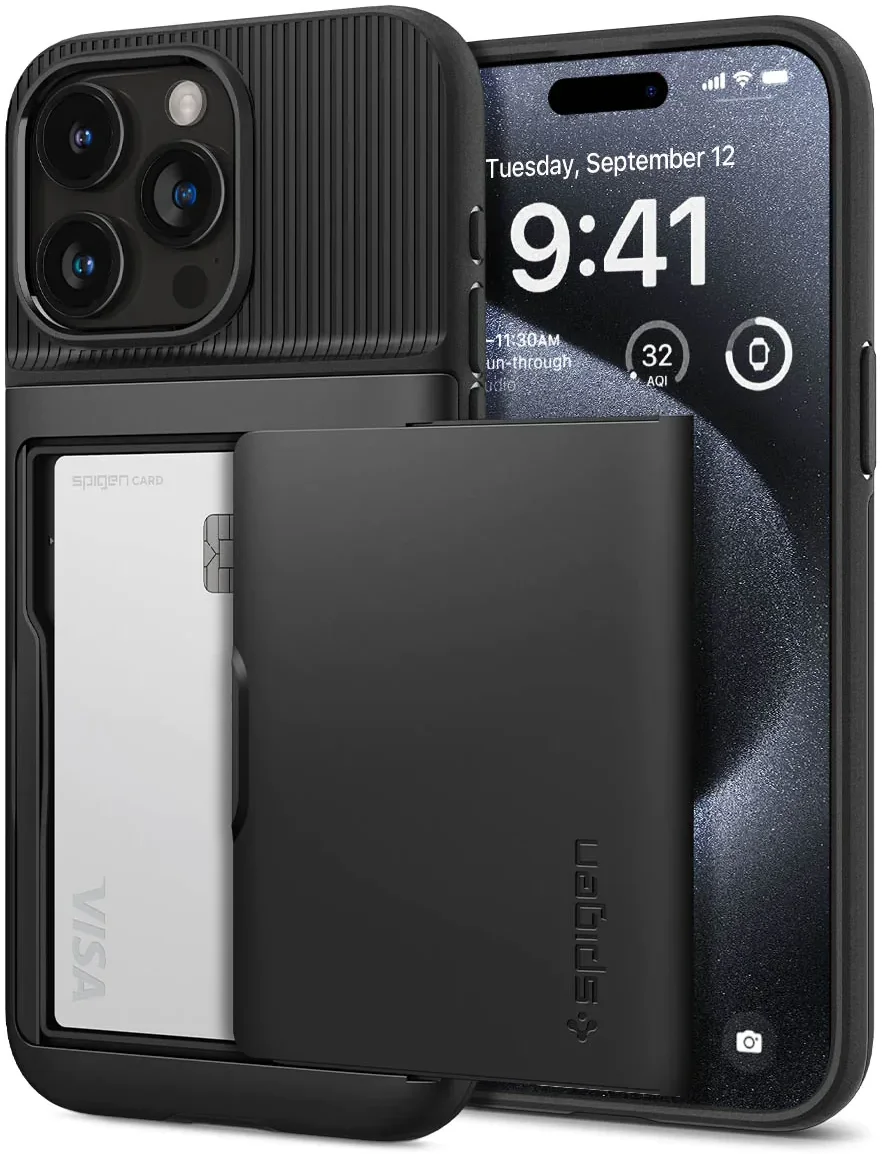 Spigen Slim Armor CS Apple iPhone 15 Pro Hoesje Back Cover Zwart afbeelding 1