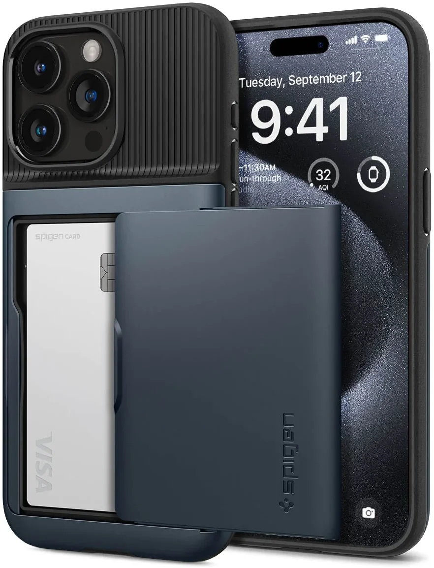 Spigen Slim Armor CS Apple iPhone 15 Pro Hoesje Back Cover Metal Slate afbeelding 1
