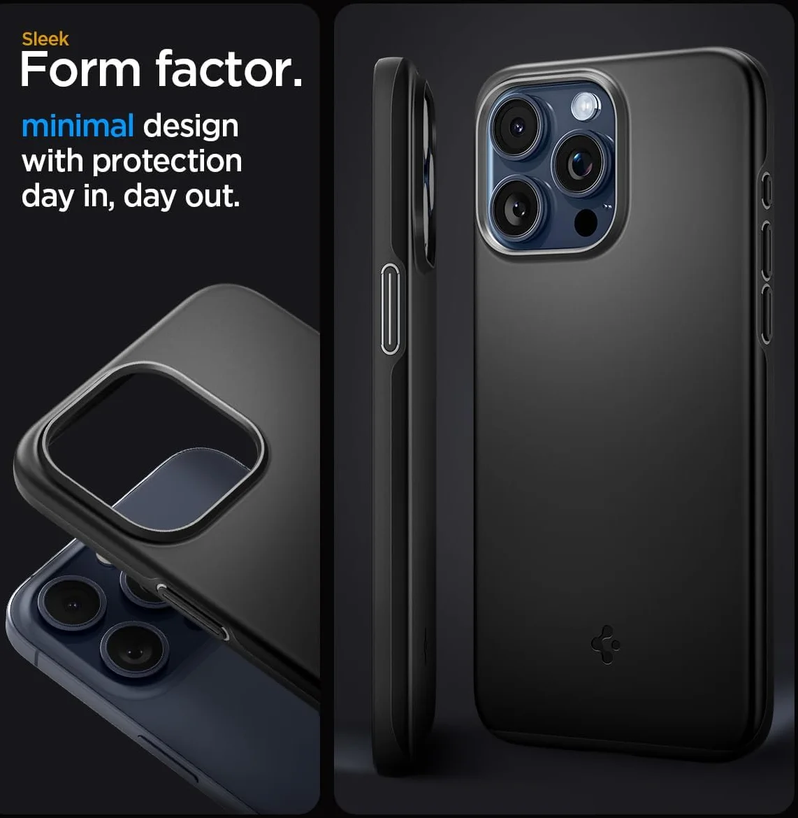 Spigen Thin Fit Apple iPhone 15 Pro Hoesje Back Cover Zwart afbeelding 4