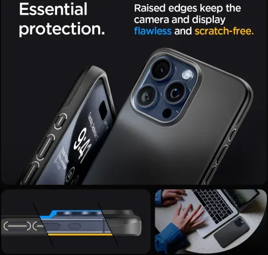 Spigen Thin Fit Apple iPhone 15 Pro Hoesje Back Cover Zwart afbeelding 6