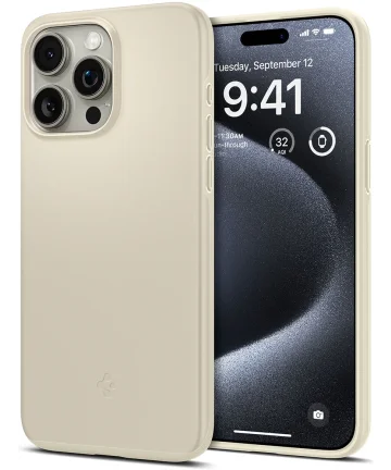 Spigen Thin Fit Apple iPhone 15 Pro Hoesje Back Cover Beige Hoesjes