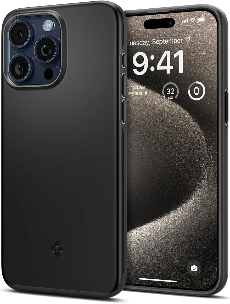 Spigen Thin Fit Apple iPhone 15 Pro Max Hoesje Back Cover Zwart afbeelding 18