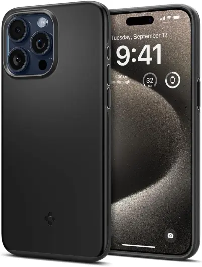 Spigen Thin Fit Apple iPhone 15 Pro Max Hoesje Back Cover Zwart afbeelding 18