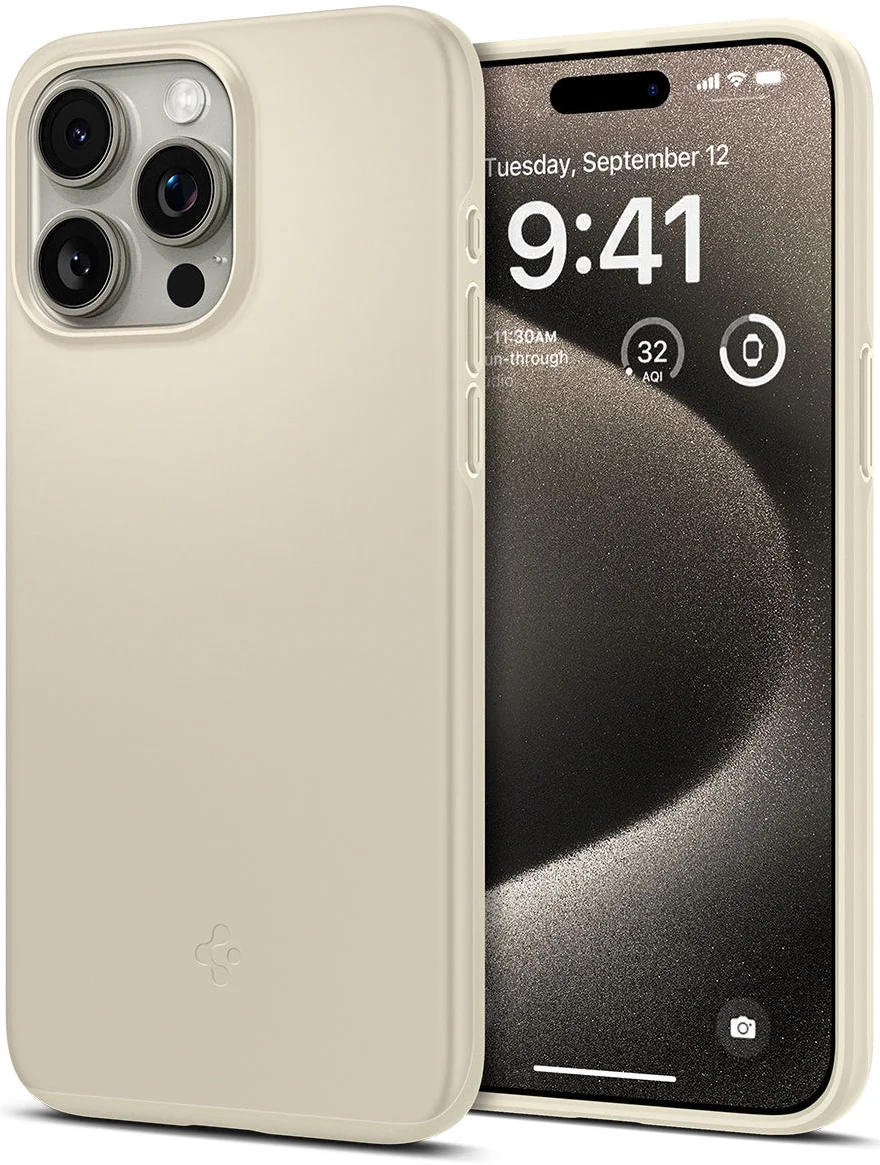 Spigen Thin Fit Apple iPhone 15 Pro Max Hoesje Back Cover Beige afbeelding 1