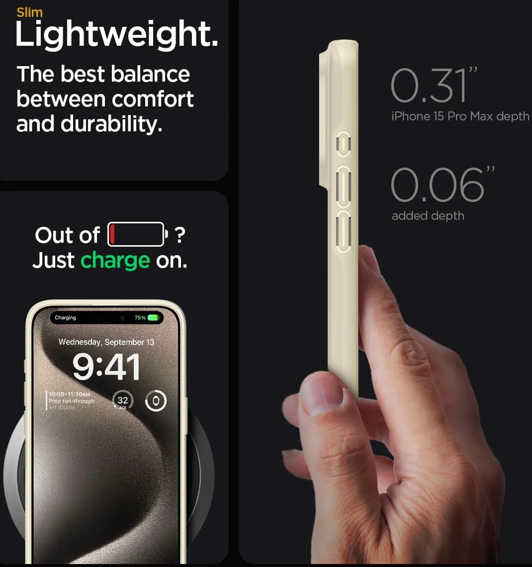 Spigen Thin Fit Apple iPhone 15 Pro Max Hoesje Back Cover Beige afbeelding 3