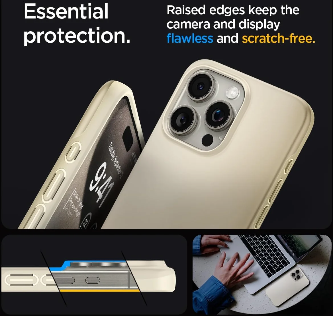 Spigen Thin Fit Apple iPhone 15 Pro Max Hoesje Back Cover Beige afbeelding 5
