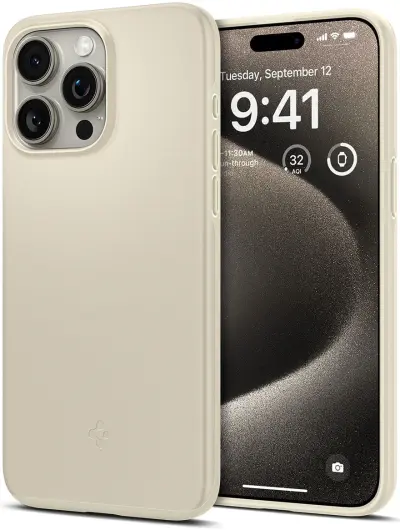 Spigen Thin Fit Apple iPhone 15 Pro Max Hoesje Back Cover Beige afbeelding 1