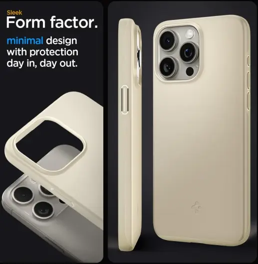 Spigen Thin Fit Apple iPhone 15 Pro Max Hoesje Back Cover Beige afbeelding 7
