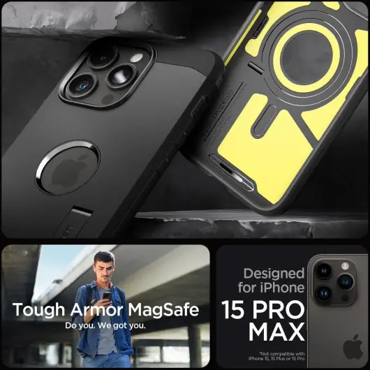 Spigen Tough Armor MagSafe Apple iPhone 15 Pro Max Hoesje Zwart afbeelding 2