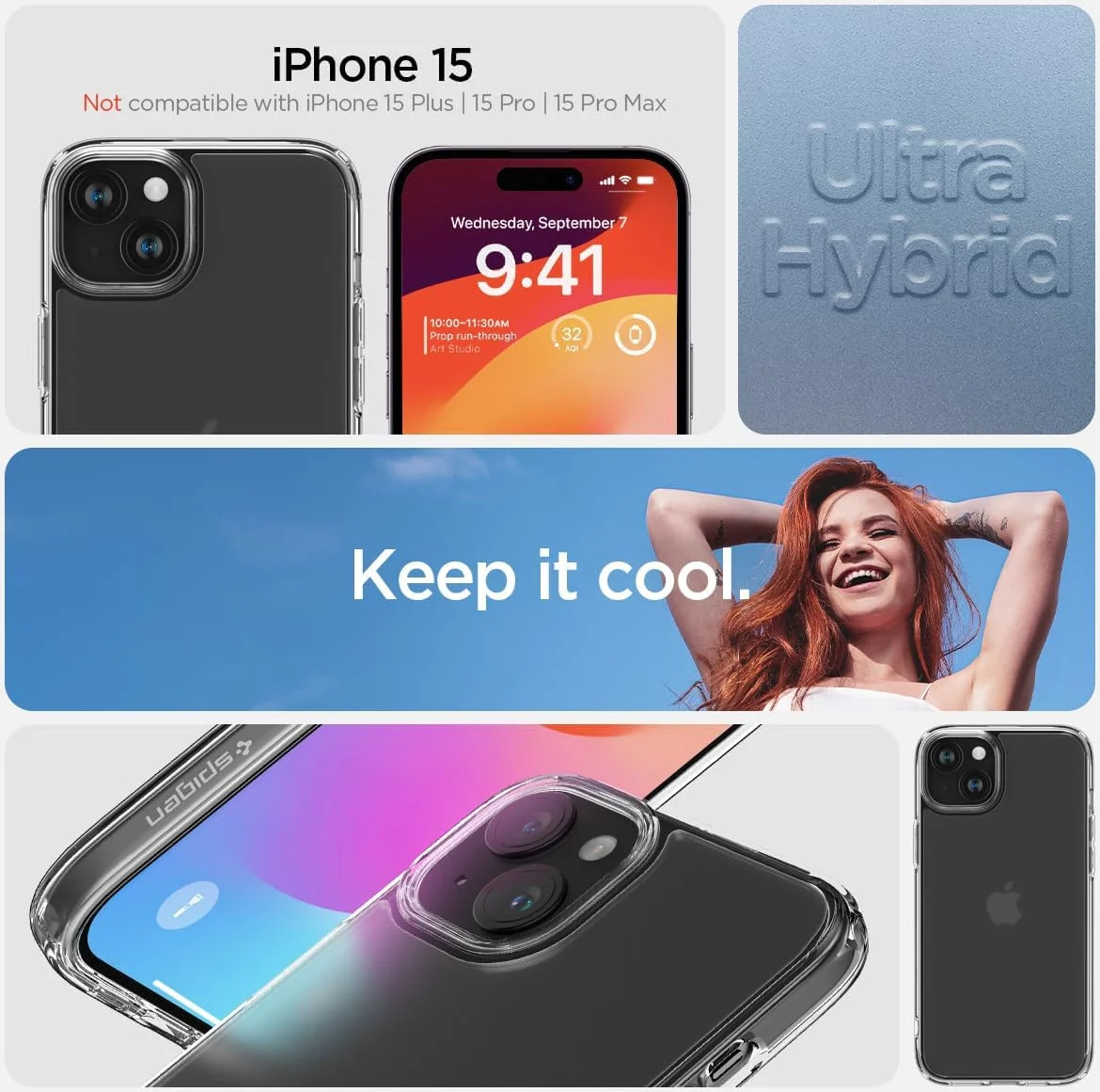 Spigen Ultra Hybrid Apple iPhone 15 Hoesje Back Cover Frost Clear afbeelding 2