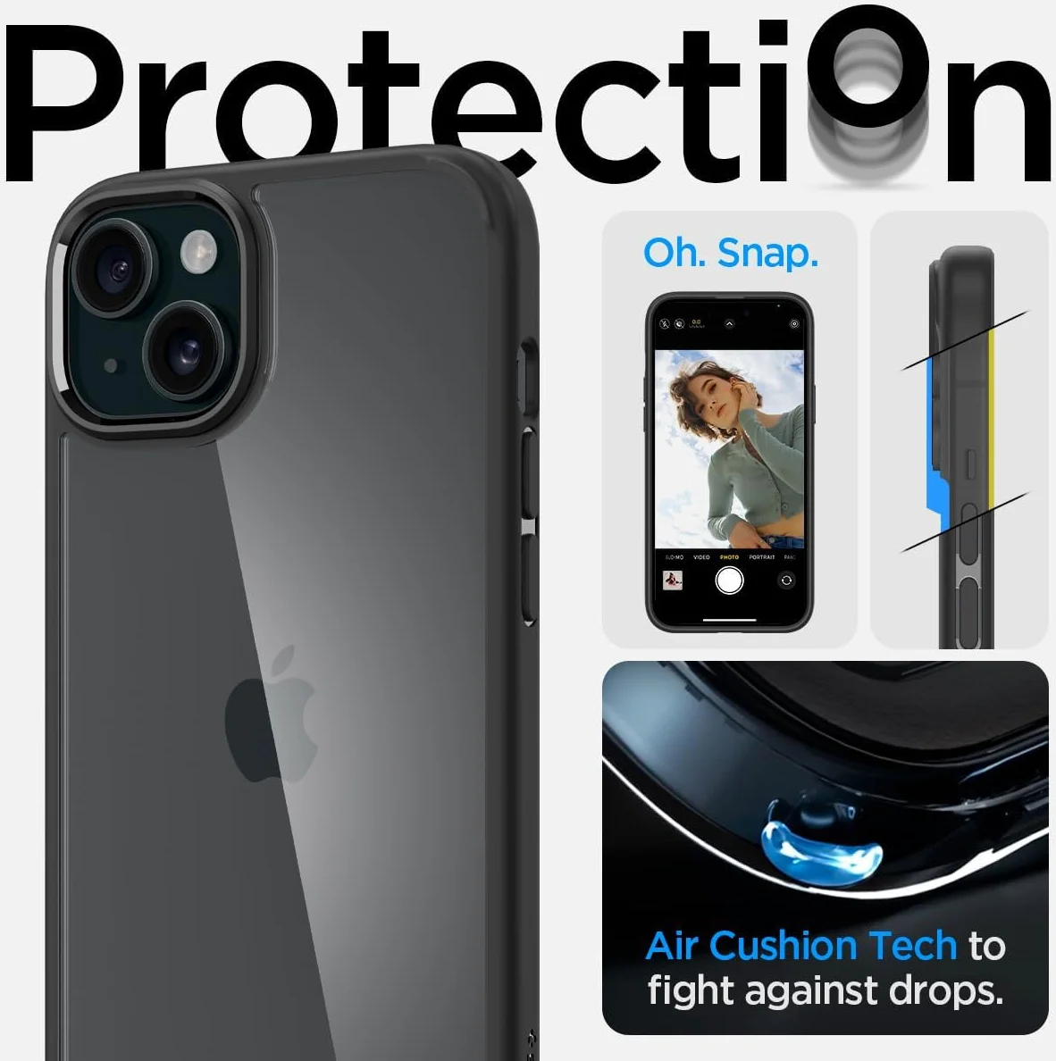Spigen Ultra Hybrid Apple iPhone 15 Hoesje Back Cover Matte Zwart afbeelding 5