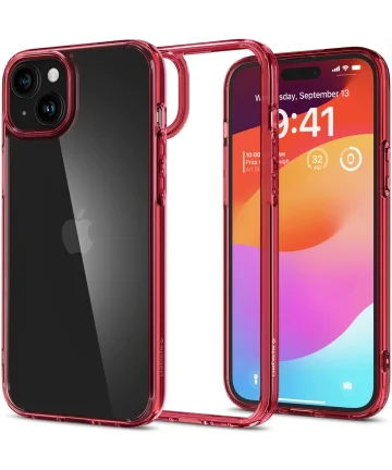 Spigen Ultra Hybrid Apple iPhone 15 Plus Hoesje Back Cover Rood Hoesjes