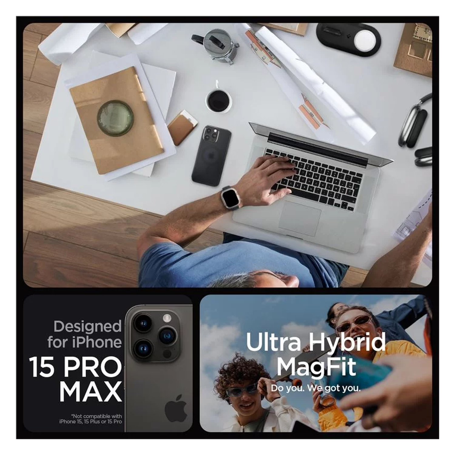 Spigen Ultra Hybrid MagSafe iPhone 15 Pro Max Hoesje Zwart afbeelding 3