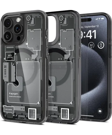 Spigen Ultra Hybrid Zero One MagSafe Apple iPhone 15 Pro Hoesje Grijs Hoesjes