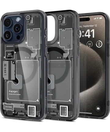 Spigen Ultra Hybrid Zero One MagSafe iPhone 15 Pro Max Hoesje Grijs Hoesjes