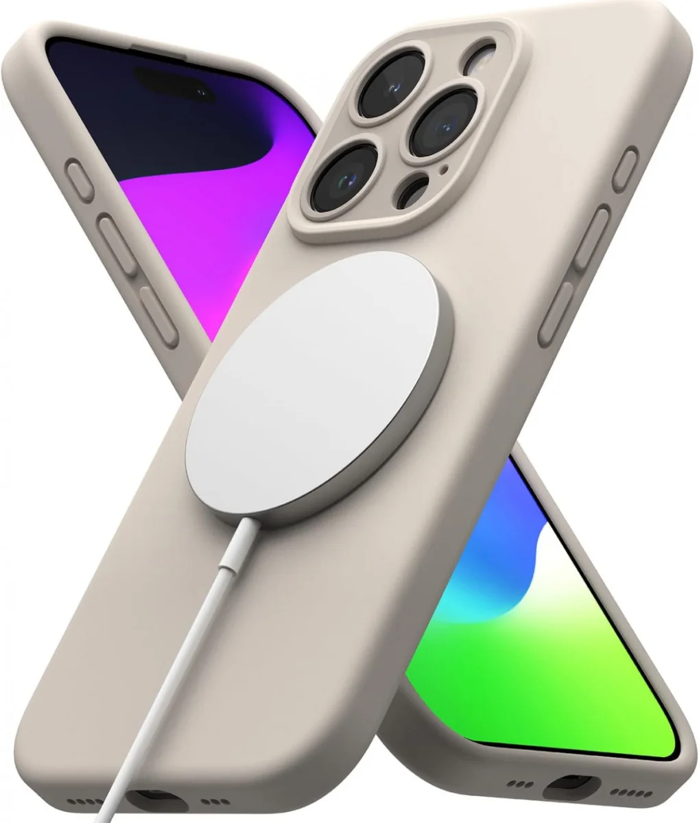 Ringke Silicone Apple iPhone 15 Pro Max Hoesje MagSafe Beige afbeelding 2