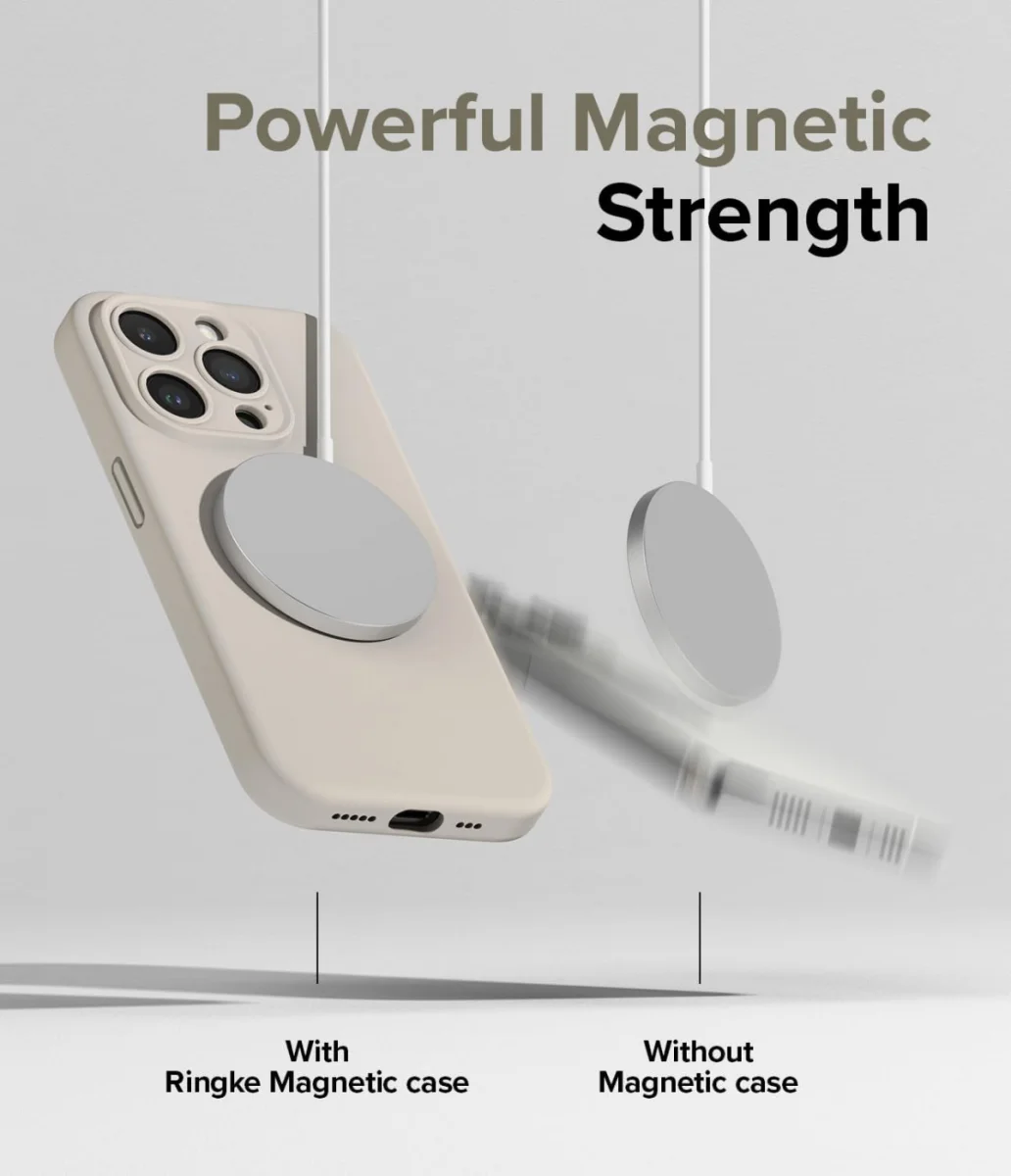 Ringke Silicone Apple iPhone 15 Pro Max Hoesje MagSafe Beige afbeelding 6