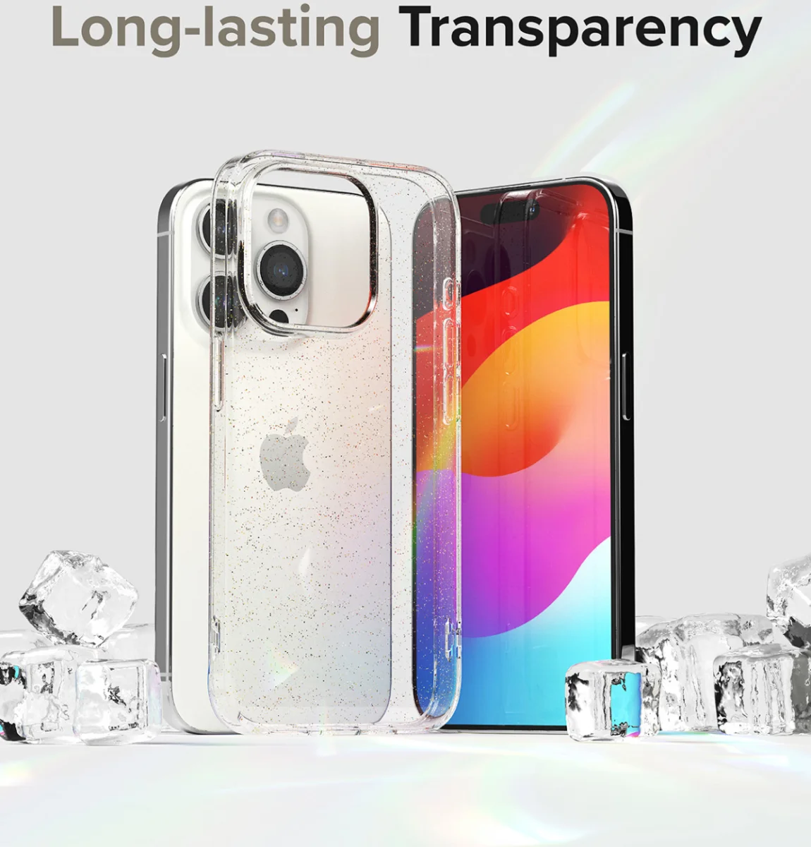 Ringke Air Apple iPhone 15 Pro Hoesje Flexibel TPU Glitter Transparant afbeelding 4