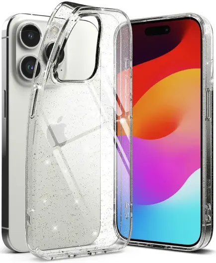 Ringke Air Apple iPhone 15 Pro Hoesje Flexibel TPU Glitter Transparant afbeelding 1