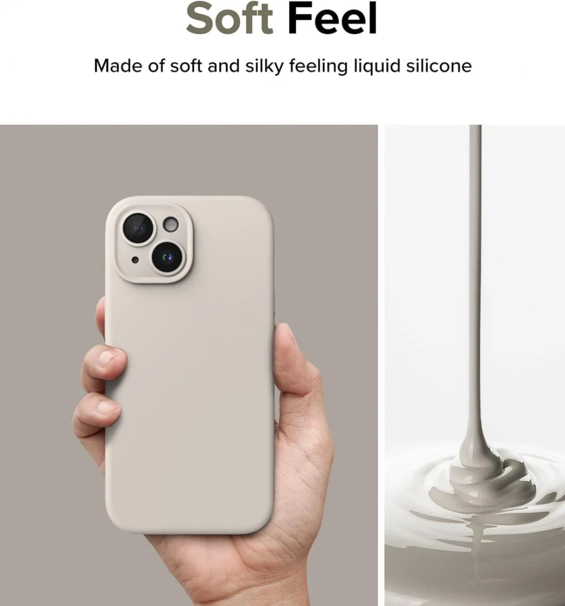 Ringke Silicone Apple iPhone 15 Plus Hoesje Back Cover MagSafe Beige afbeelding 5